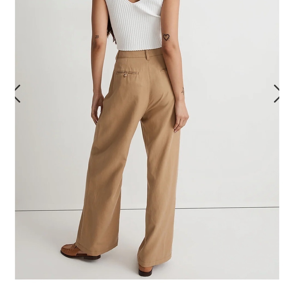 Madewell Harlow Wide Leg Linen Blend Pants Seed Khaki 12 Petite NWT - Picture 2 of 11